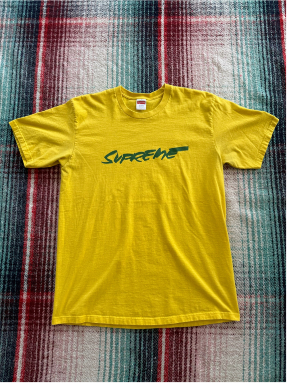 Supreme Yellow Futura Logo Tee L